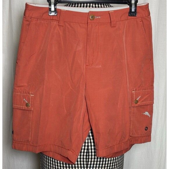Tommy Bahama Relax Cargo Shorts Mens Size 32 Orange Vacation Beach Surf Resort - Picture 1 of 8